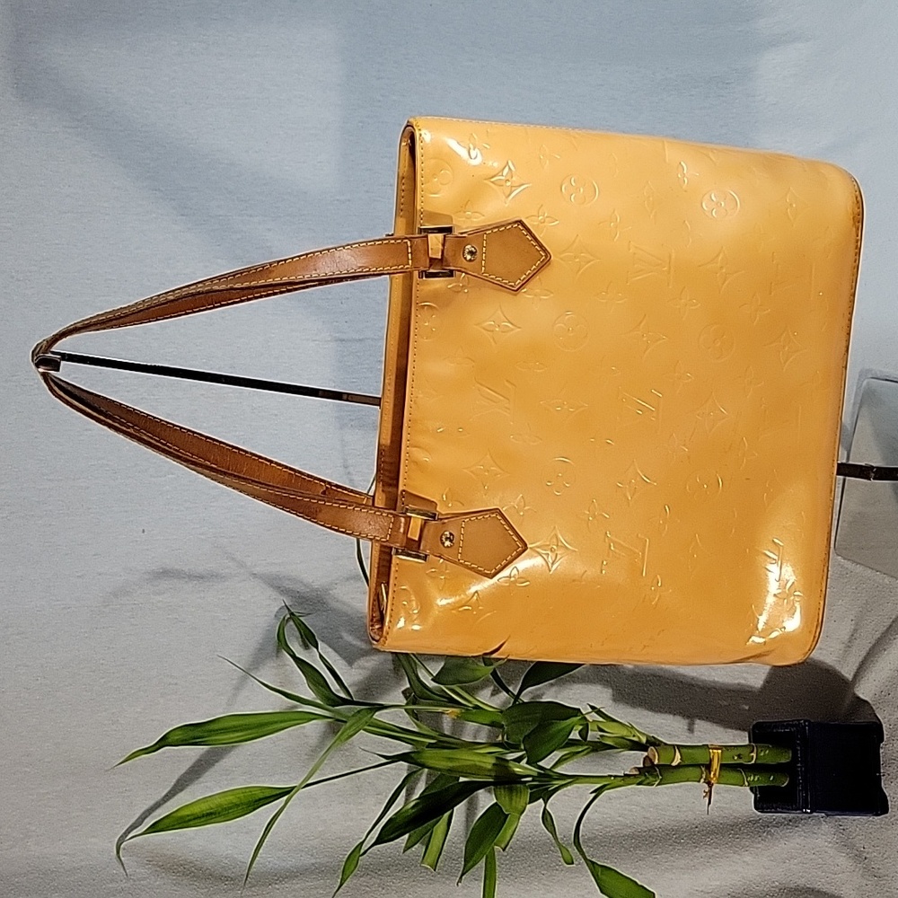 Louis Vuitton LV Handbag Houston Orange Vernis with Pink Interior